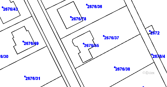 Parcela st. 2676/55 v KÚ Bzenec, Katastrální mapa