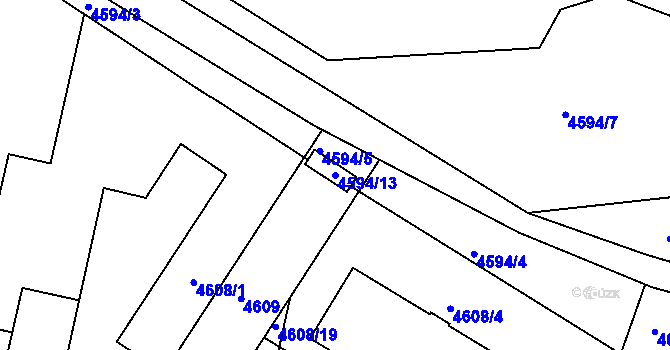 Parcela st. 4594/13 v KÚ Bzenec, Katastrální mapa