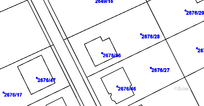 Parcela st. 2676/56 v KÚ Bzenec, Katastrální mapa