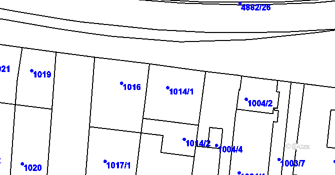 Parcela st. 1014/1 v KÚ Bzenec, Katastrální mapa