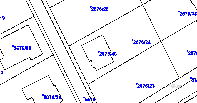 Parcela st. 2676/48 v KÚ Bzenec, Katastrální mapa