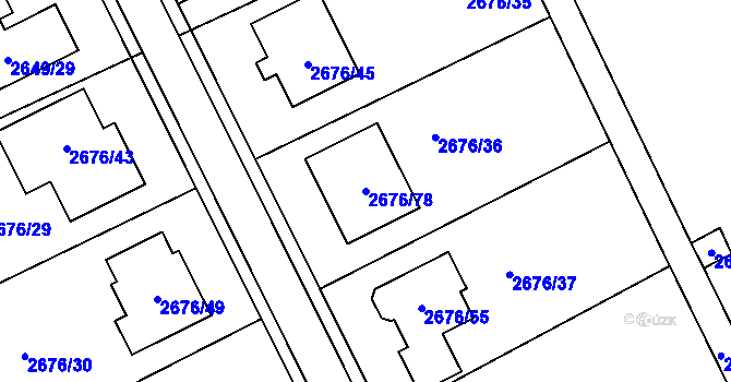 Parcela st. 2676/78 v KÚ Bzenec, Katastrální mapa