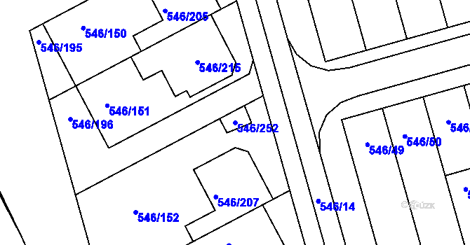 Parcela st. 546/252 v KÚ Bzenec, Katastrální mapa