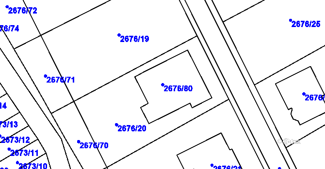 Parcela st. 2676/80 v KÚ Bzenec, Katastrální mapa