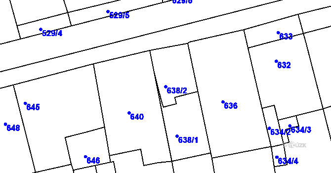 Parcela st. 638/2 v KÚ Bzenec, Katastrální mapa