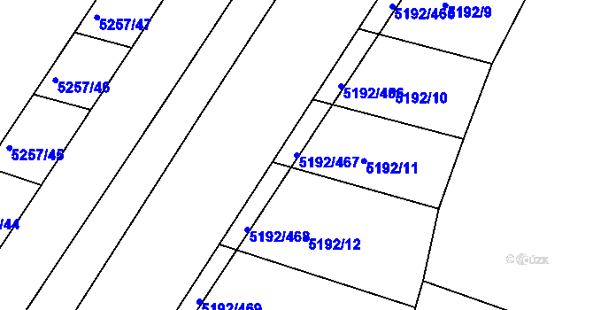 Parcela st. 5192/467 v KÚ Bzenec, Katastrální mapa