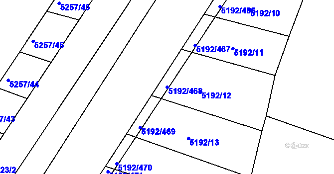 Parcela st. 5192/468 v KÚ Bzenec, Katastrální mapa
