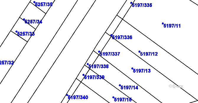 Parcela st. 5197/337 v KÚ Bzenec, Katastrální mapa