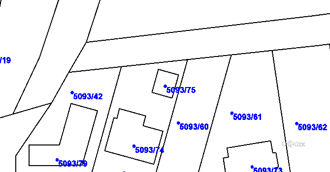 Parcela st. 5093/75 v KÚ Bzenec, Katastrální mapa