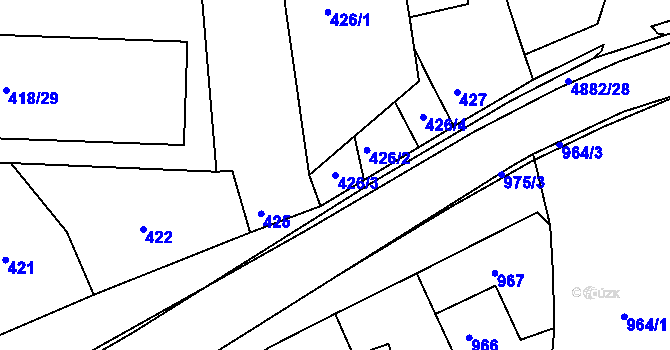 Parcela st. 426/3 v KÚ Bzenec, Katastrální mapa