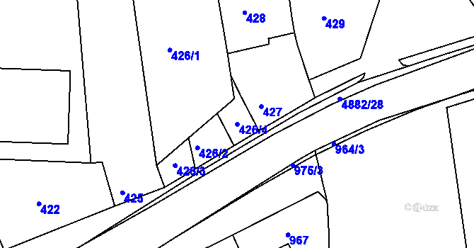 Parcela st. 426/4 v KÚ Bzenec, Katastrální mapa