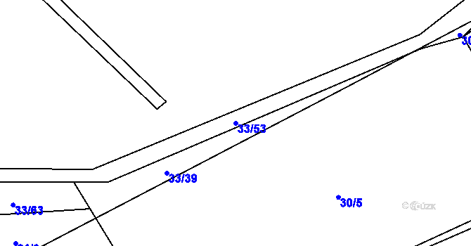 Parcela st. 33/53 v KÚ Bzí, Katastrální mapa