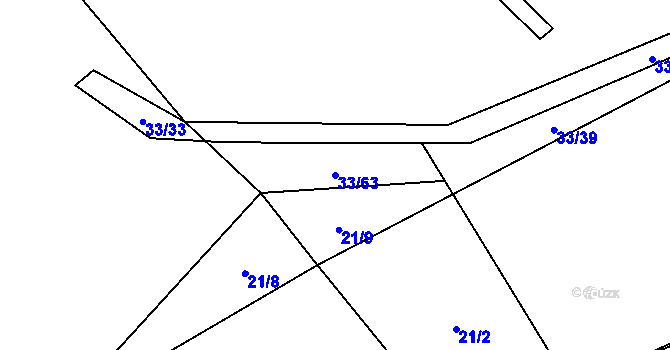 Parcela st. 33/63 v KÚ Bzí, Katastrální mapa