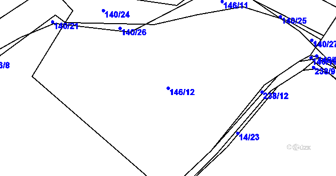 Parcela st. 146/12 v KÚ Bzí, Katastrální mapa