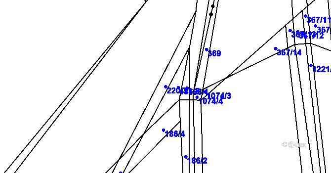 Parcela st. 220/3 v KÚ Bzí, Katastrální mapa