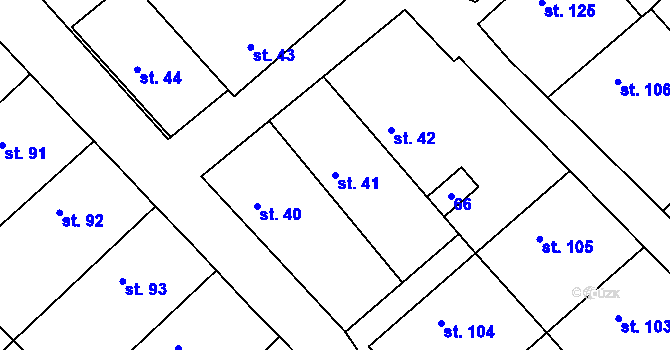 Parcela st. 41 v KÚ Bzová u Hořovic, Katastrální mapa