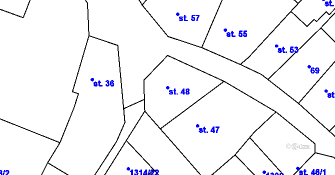 Parcela st. 48 v KÚ Bzová u Hořovic, Katastrální mapa