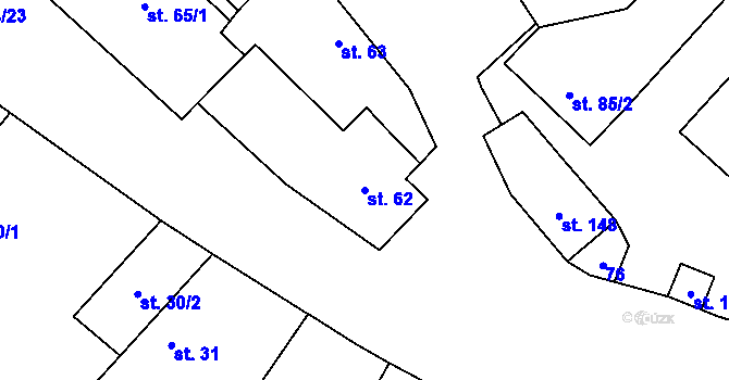 Parcela st. 62 v KÚ Bzová u Hořovic, Katastrální mapa