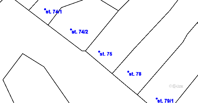 Parcela st. 75 v KÚ Bzová u Hořovic, Katastrální mapa