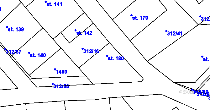 Parcela st. 180 v KÚ Bzová u Hořovic, Katastrální mapa
