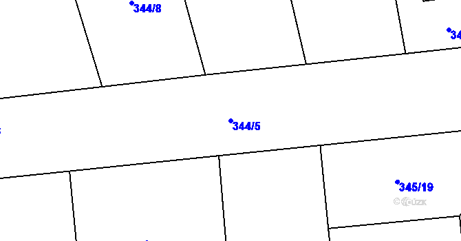 Parcela st. 344/5 v KÚ Bzová u Hořovic, Katastrální mapa