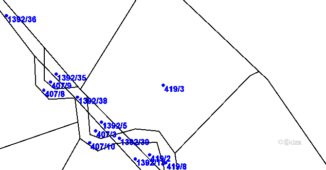Parcela st. 419/3 v KÚ Bzová u Hořovic, Katastrální mapa
