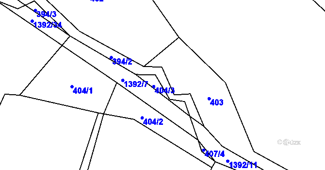 Parcela st. 419/4 v KÚ Bzová u Hořovic, Katastrální mapa