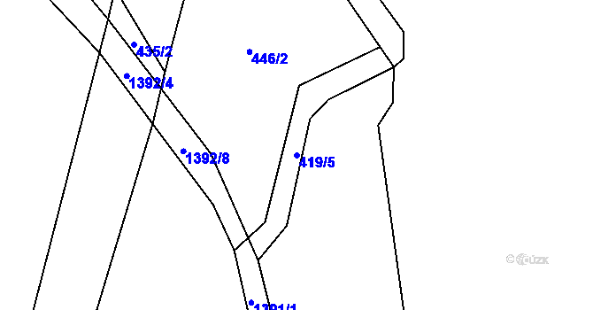 Parcela st. 419/5 v KÚ Bzová u Hořovic, Katastrální mapa