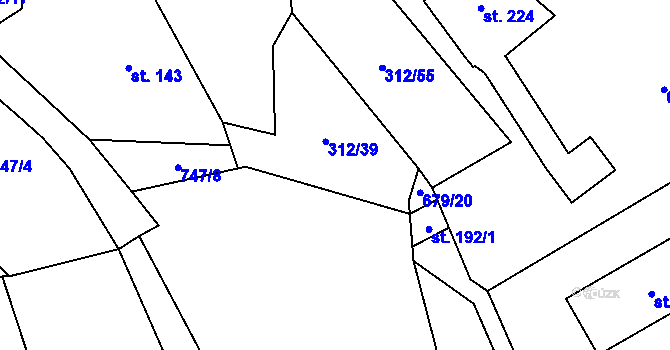 Parcela st. 673/5 v KÚ Bzová u Hořovic, Katastrální mapa