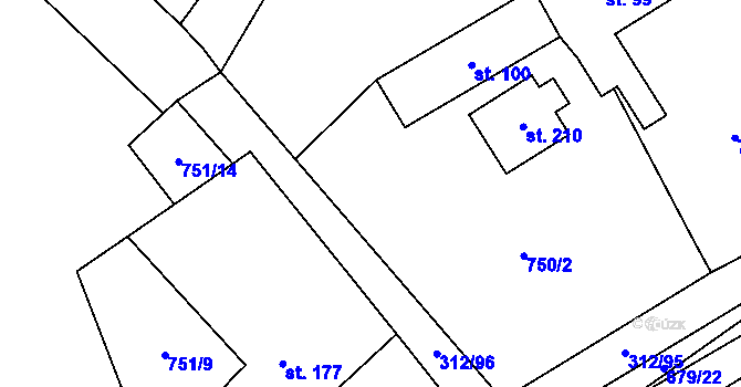 Parcela st. 751/15 v KÚ Bzová u Hořovic, Katastrální mapa