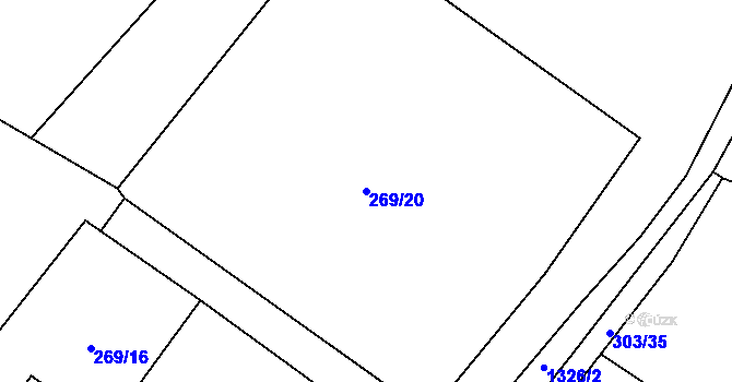 Parcela st. 269/20 v KÚ Bzová u Hořovic, Katastrální mapa
