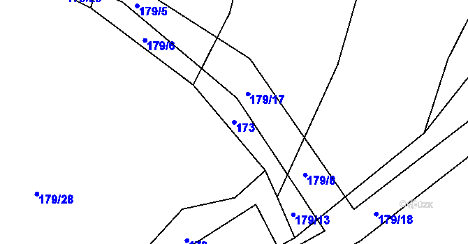 Parcela st. 173 v KÚ Bzová u Hořovic, Katastrální mapa