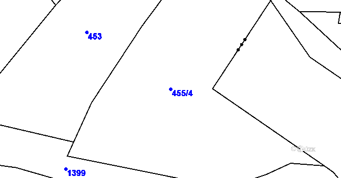 Parcela st. 455/4 v KÚ Bzová u Hořovic, Katastrální mapa
