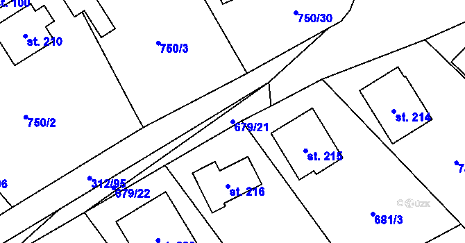 Parcela st. 679/21 v KÚ Bzová u Hořovic, Katastrální mapa