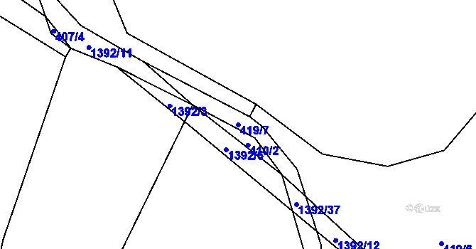 Parcela st. 419/7 v KÚ Bzová u Hořovic, Katastrální mapa