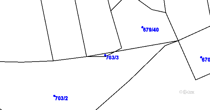 Parcela st. 703/3 v KÚ Bzová u Hořovic, Katastrální mapa