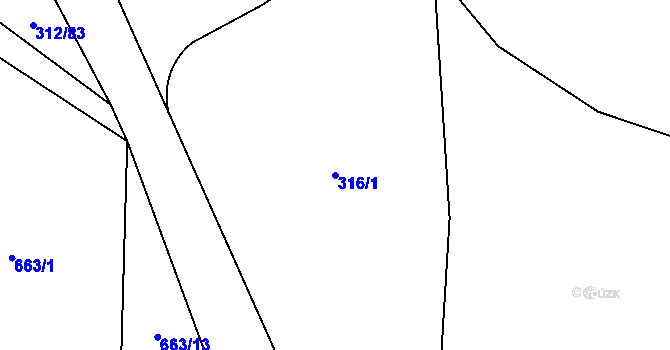Parcela st. 316/1 v KÚ Bzová u Hořovic, Katastrální mapa