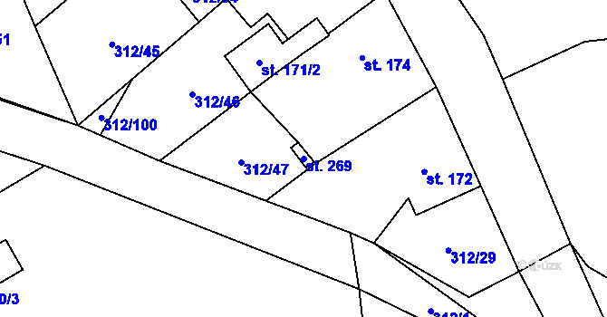 Parcela st. 269 v KÚ Bzová u Hořovic, Katastrální mapa
