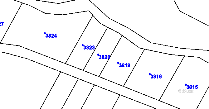 Parcela st. 2637/21 v KÚ Bzová u Uherského Brodu, Katastrální mapa