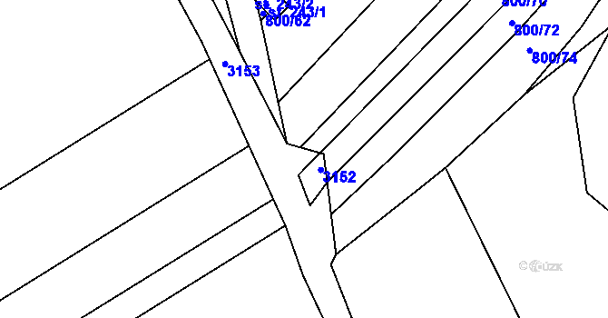 Parcela st. 2438/7 v KÚ Bzová u Uherského Brodu, Katastrální mapa