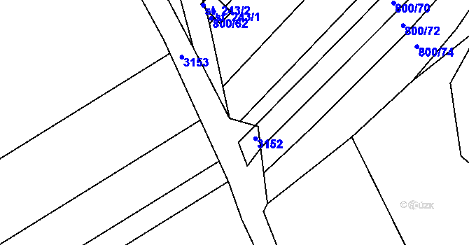 Parcela st. 2438/8 v KÚ Bzová u Uherského Brodu, Katastrální mapa