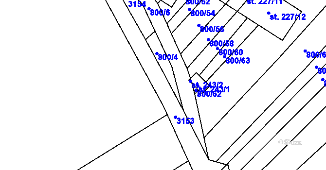 Parcela st. 2438/16 v KÚ Bzová u Uherského Brodu, Katastrální mapa