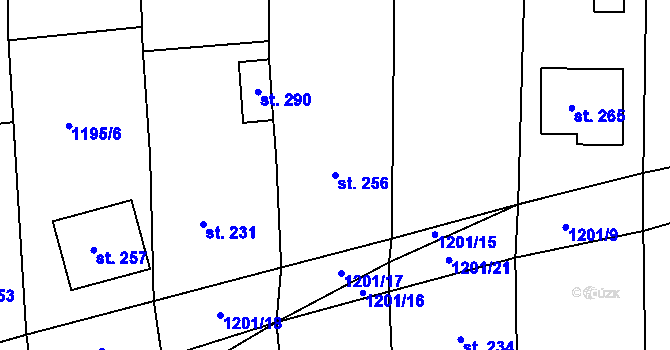 Parcela st. 256 v KÚ Bzová u Uherského Brodu, Katastrální mapa