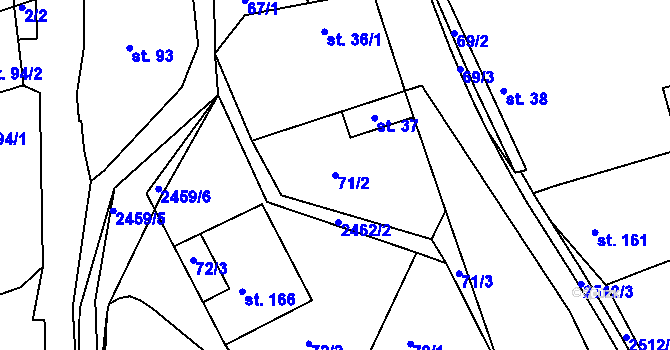 Parcela st. 71/2 v KÚ Bzová u Uherského Brodu, Katastrální mapa
