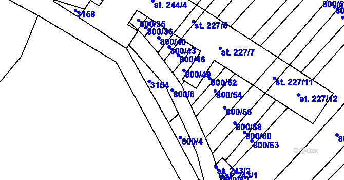 Parcela st. 800/6 v KÚ Bzová u Uherského Brodu, Katastrální mapa