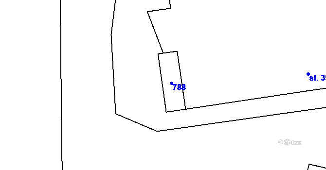 Parcela st. 39/2 v KÚ Bžany, Katastrální mapa