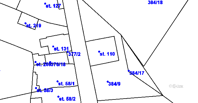 Parcela st. 110 v KÚ Bžany, Katastrální mapa