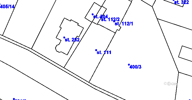 Parcela st. 111 v KÚ Bžany, Katastrální mapa