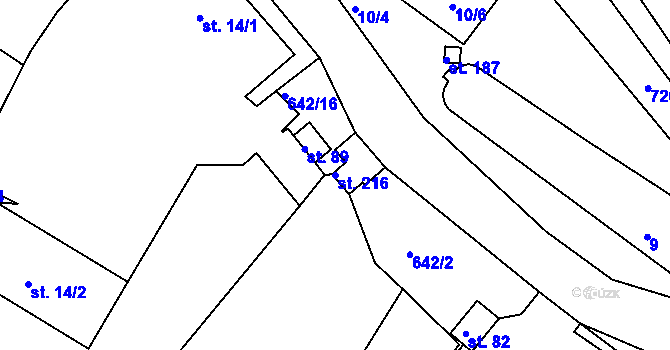 Parcela st. 216 v KÚ Bžany, Katastrální mapa