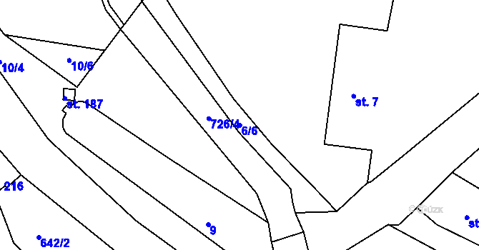 Parcela st. 6/6 v KÚ Bžany, Katastrální mapa